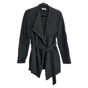The Reset R LABEL Wool‎ Yak Blend Open Front Belted Jacket Size M Charcoal Gray